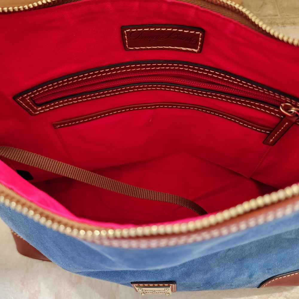 Dooney & Bourke Blue Suede Shoulder Bag Light Blue - Picture 5 of 10